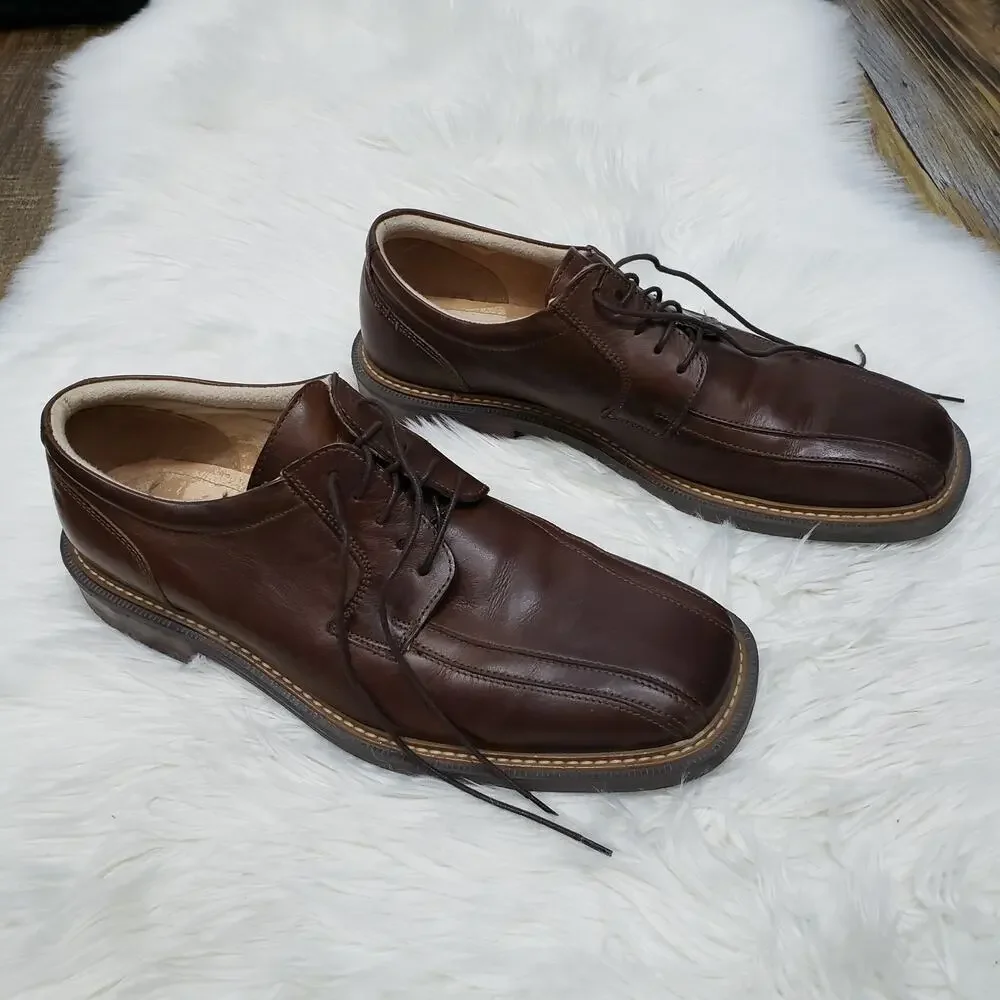 Skechers City of Angels Italy Made Men 12 Brown Square Toe Lace up Oxford Shoes